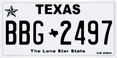 TX license plate BBG2497