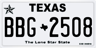 TX license plate BBG2508