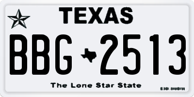 TX license plate BBG2513
