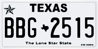 TX license plate BBG2515