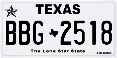 TX license plate BBG2518