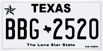 TX license plate BBG2520