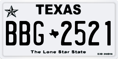 TX license plate BBG2521