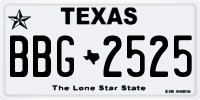 TX license plate BBG2525