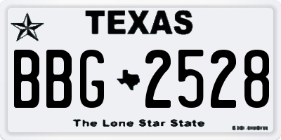 TX license plate BBG2528