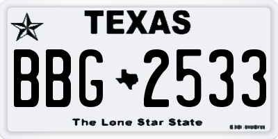 TX license plate BBG2533