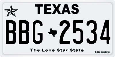 TX license plate BBG2534