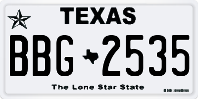 TX license plate BBG2535