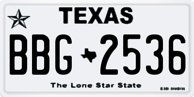 TX license plate BBG2536