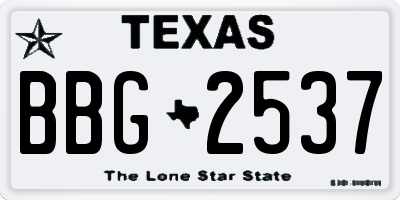 TX license plate BBG2537