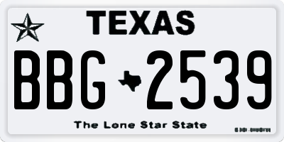 TX license plate BBG2539
