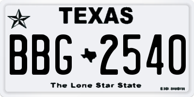 TX license plate BBG2540