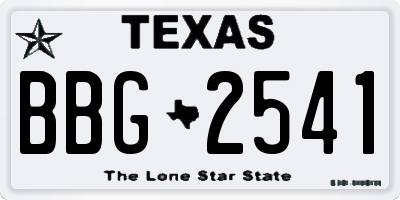 TX license plate BBG2541