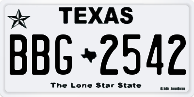 TX license plate BBG2542