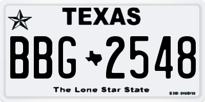 TX license plate BBG2548