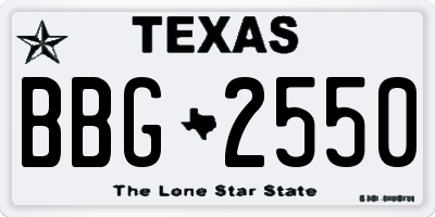 TX license plate BBG2550
