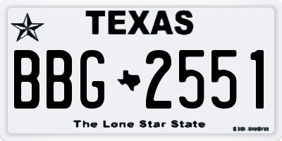 TX license plate BBG2551