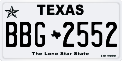 TX license plate BBG2552