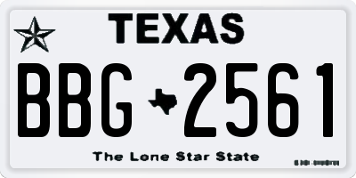 TX license plate BBG2561
