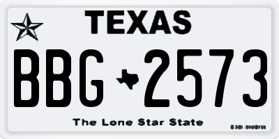 TX license plate BBG2573