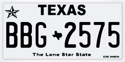 TX license plate BBG2575
