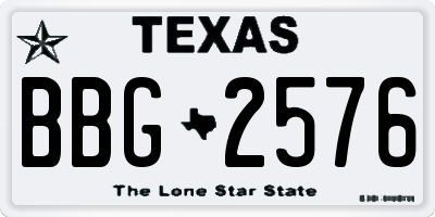 TX license plate BBG2576