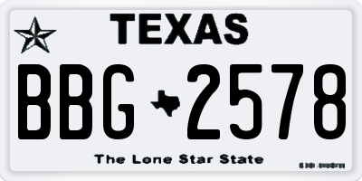 TX license plate BBG2578