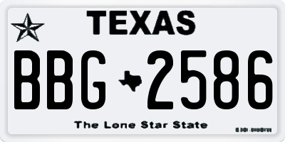 TX license plate BBG2586