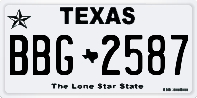 TX license plate BBG2587
