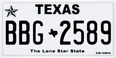 TX license plate BBG2589
