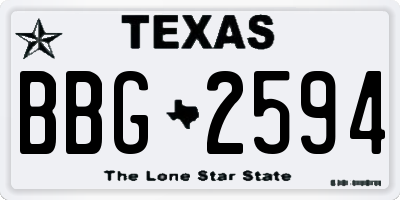 TX license plate BBG2594