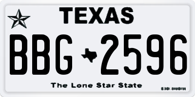 TX license plate BBG2596