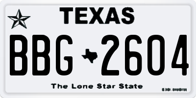 TX license plate BBG2604