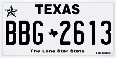 TX license plate BBG2613