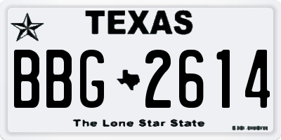 TX license plate BBG2614