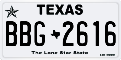 TX license plate BBG2616