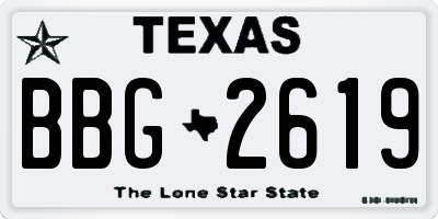TX license plate BBG2619
