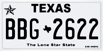 TX license plate BBG2622