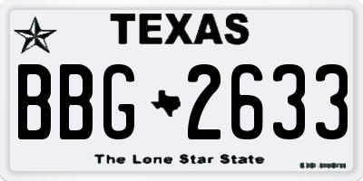 TX license plate BBG2633
