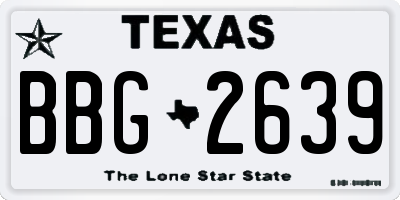 TX license plate BBG2639