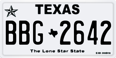 TX license plate BBG2642