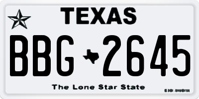 TX license plate BBG2645