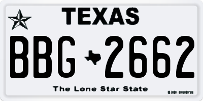 TX license plate BBG2662