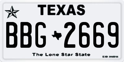 TX license plate BBG2669