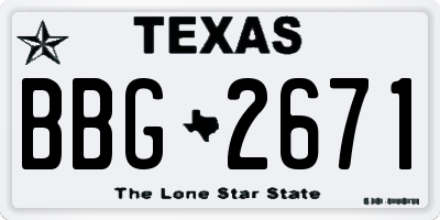 TX license plate BBG2671