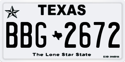 TX license plate BBG2672