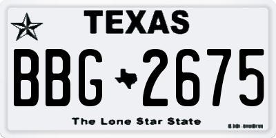 TX license plate BBG2675