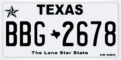 TX license plate BBG2678