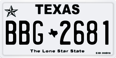 TX license plate BBG2681