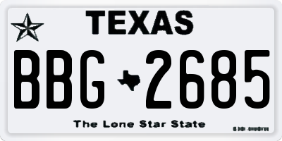 TX license plate BBG2685